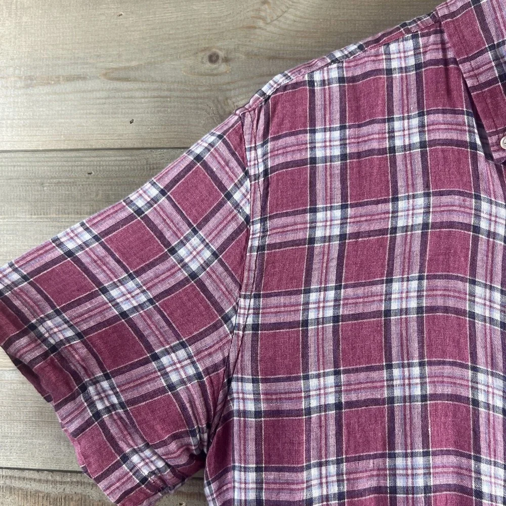 Banana Republic Mens Shirt Short Sleeve‎ Button Camden Standard Fit Linen Medium